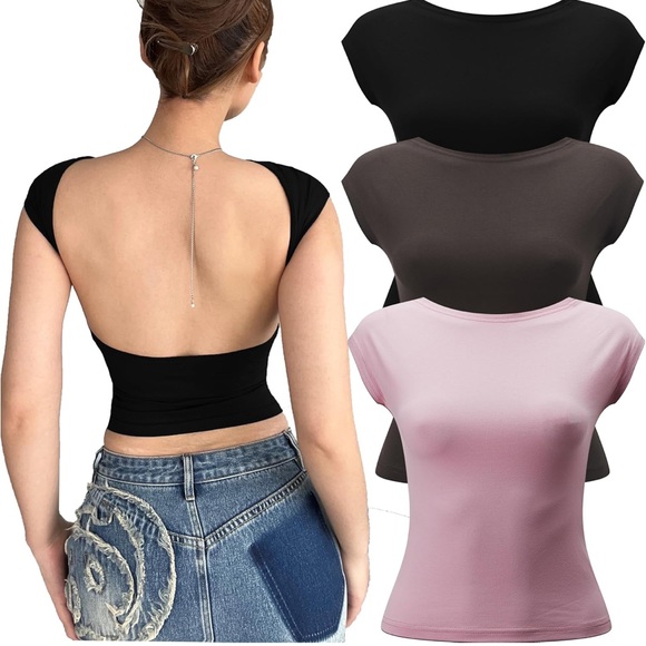 Baby Pink Backless Top - Picture 1 of 4